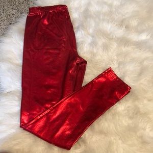 Red Metallic Leggings